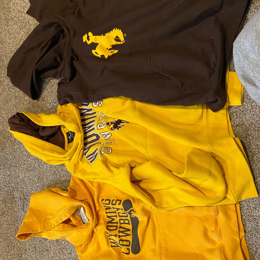 University of Wyoming youth hoodies, set of 3.